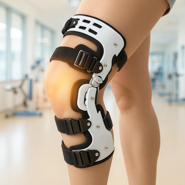 Tutore per ginocchio – supporto scaricante con stabilizzazione regolabile, destro o sinistro, taglia unica – ArthroGuard