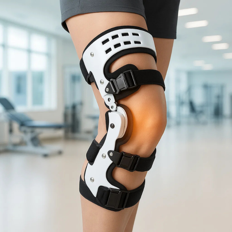 Tutore per ginocchio – supporto scaricante con stabilizzazione regolabile, destro o sinistro, taglia unica – ArthroGuard