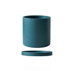 Vaso per piante in ceramica smaltata opaca con foro di drenaggio e sottovaso