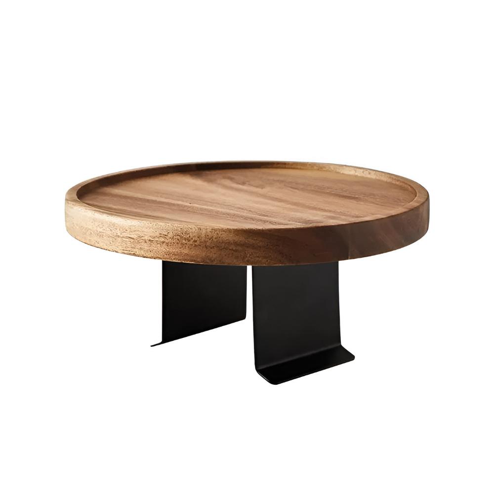 Vassoio per bracciolo divano | Legno massello e clip regolabile | Diametro 30 cm