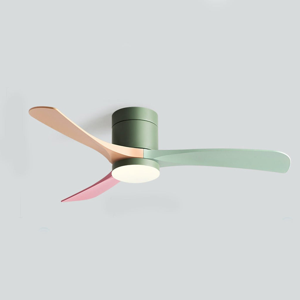 Ventilatore da soffitto con luce LED integrata e pale piatte radiali
