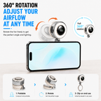 Ventilatore magnetico compatto con raffreddamento a 360 gradi e luce LED portatile