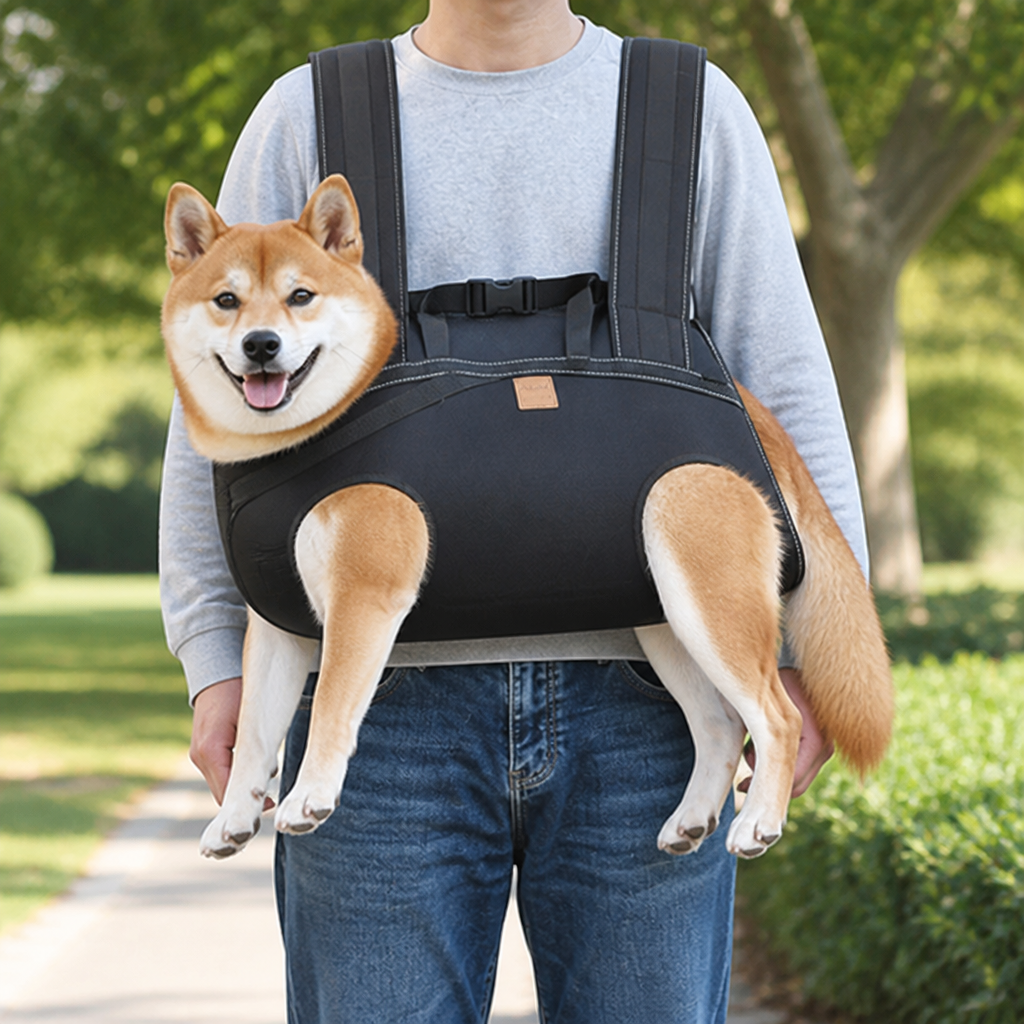 Zaino trasportino per cani in tessuto Oxford traspirante con spallacci imbottiti