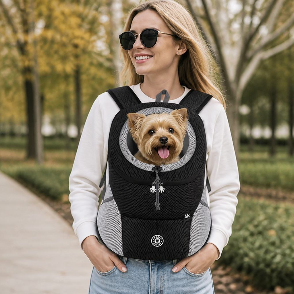 Zaino trasportino per cani con rete traspirante ed imbottitura ergonomica (base rimovibile)