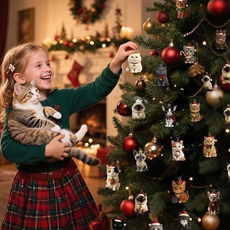 Calendario dell'Avvento CatChristmas | 24 figurine festive di gatti in acrilico per il divertimento natalizio