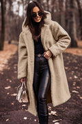 Elegante cappotto Teddy lungo con cappuccio