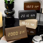 Sveglia Intelligente LED | Design Moderno in Legno con Controllo Vocale