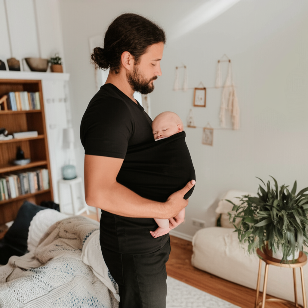 T-shirt per babywearing con marsupio integrato per il neonato e cotone elasticizzato, lavabile in lavatrice