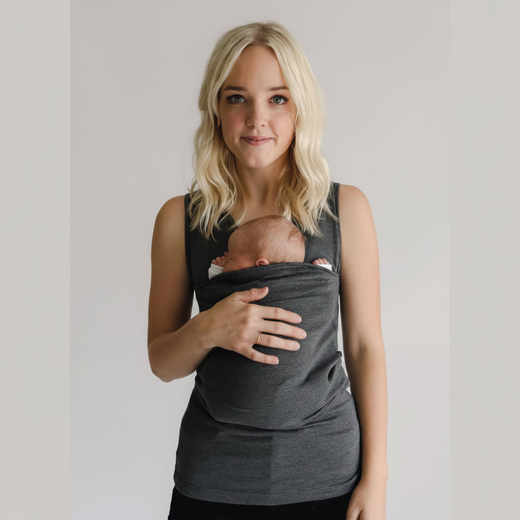 T-shirt per babywearing con marsupio integrato per il neonato e cotone elasticizzato, lavabile in lavatrice