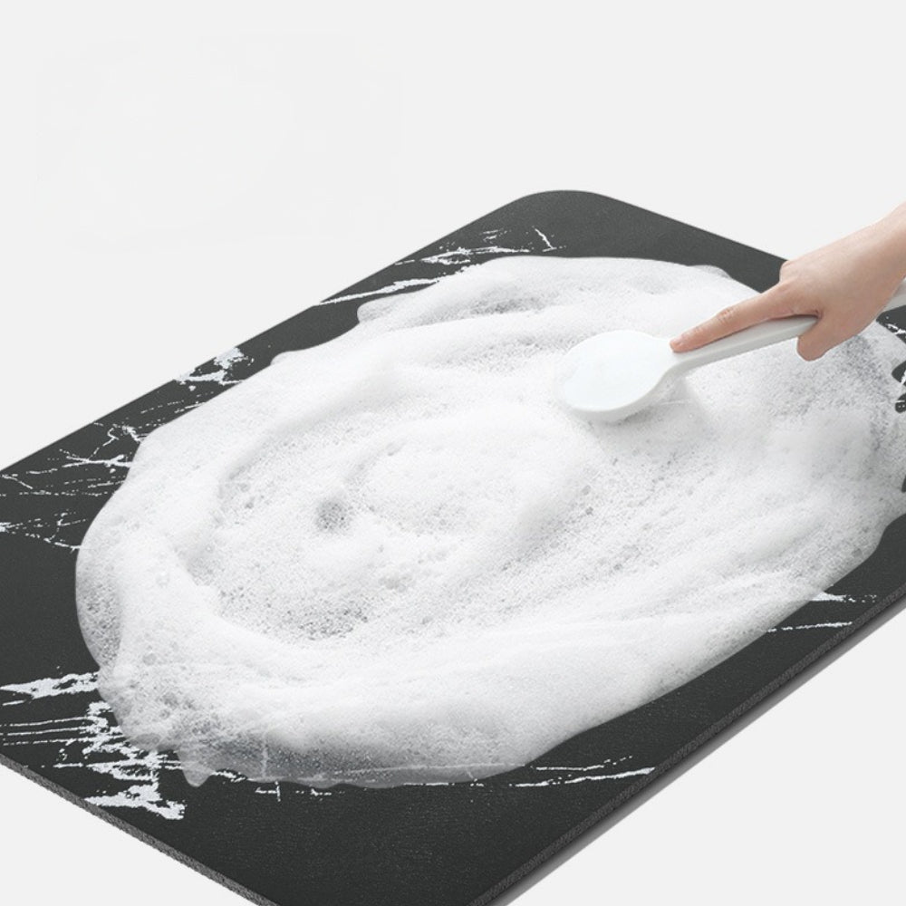Tappetino da bagno ad asciugatura rapida in pietra diatomacea antiscivolo effetto marmo