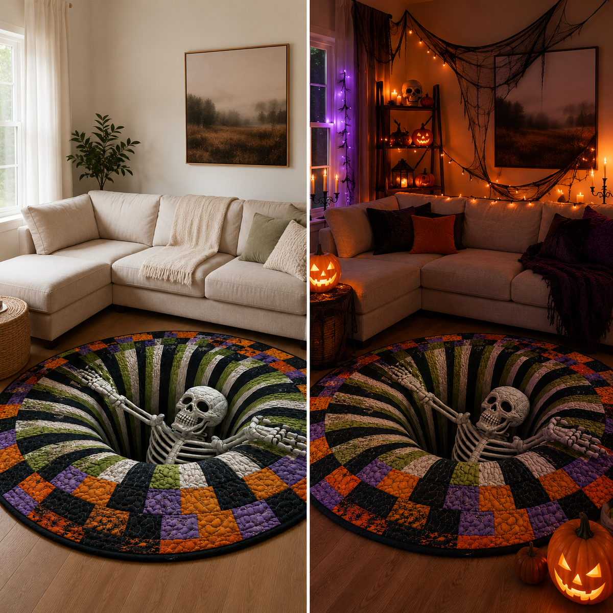 Tappeto Halloween Vortice Scheletro 3D