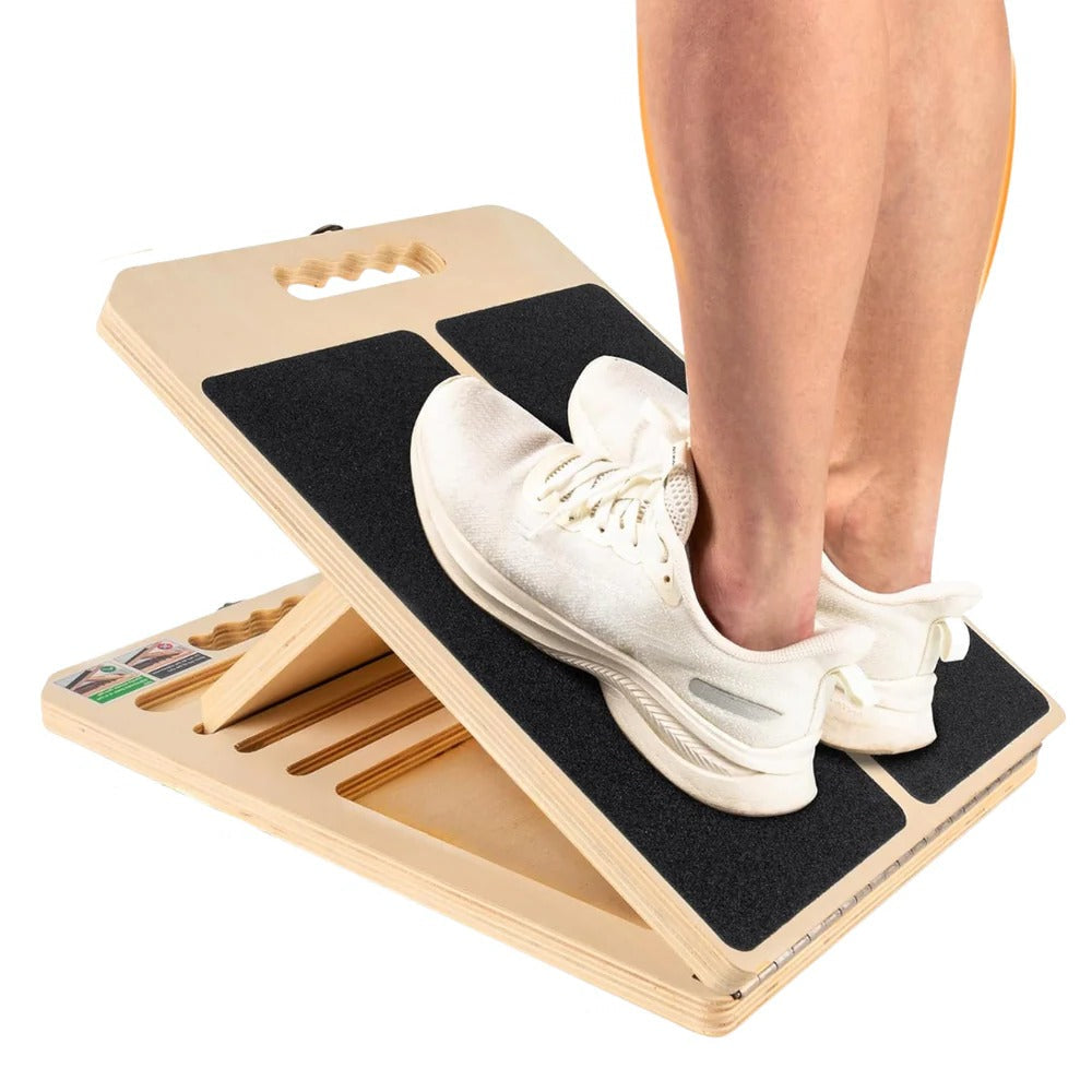 Tavoletta inclinata in legno regolabile a cinque livelli per stretching ed esercizi in inclinazione