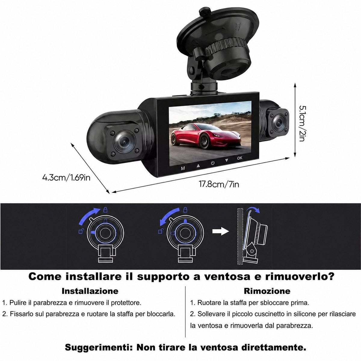 Telecamera per auto 4 canali FHD con visione a 360°