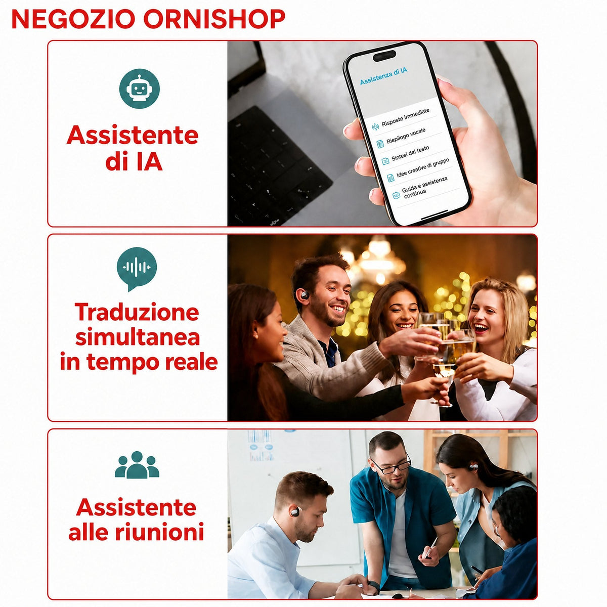 Auricolari Traduttori Intelligenti 144 Lingue in Tempo Reale