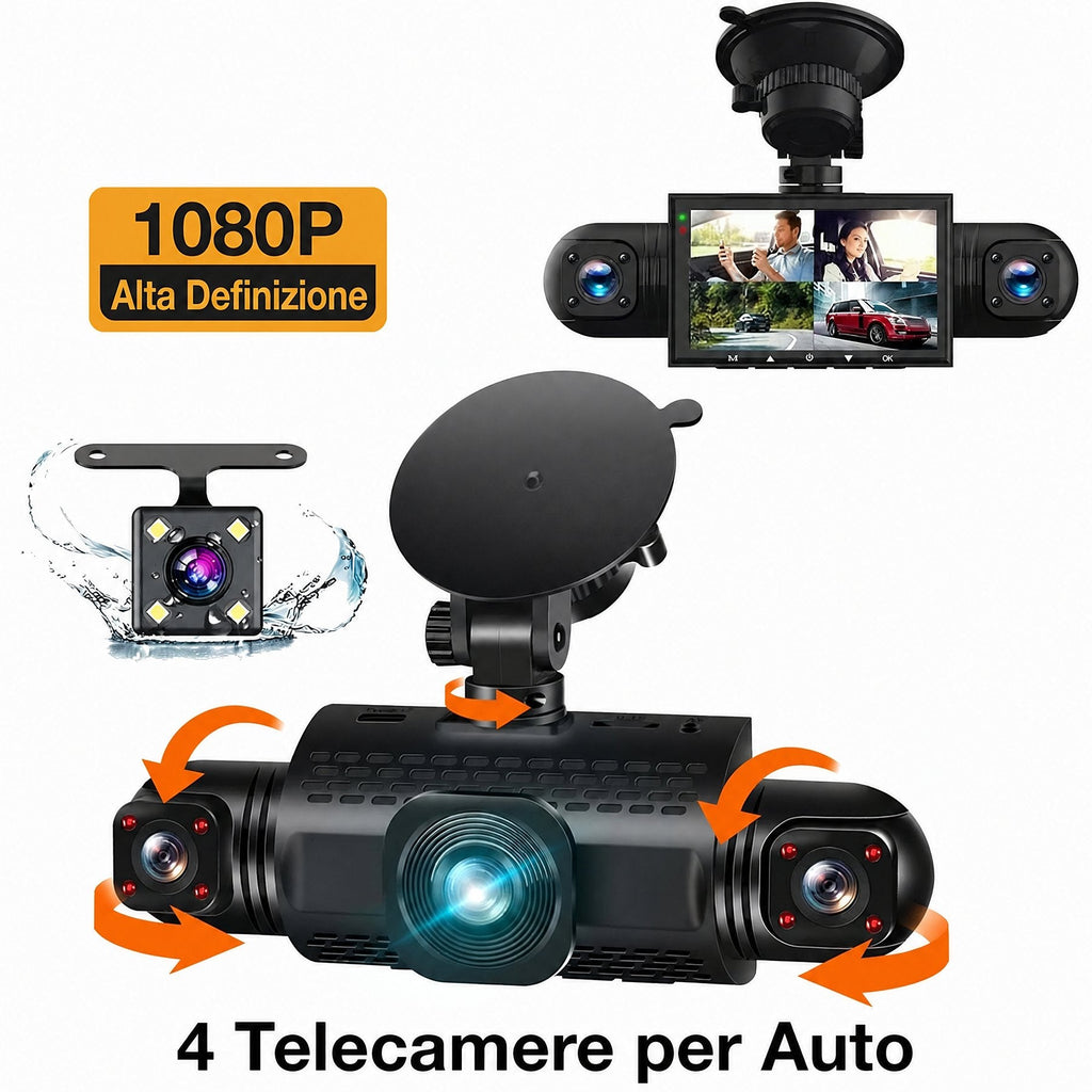 Telecamera per auto 4 canali FHD con visione a 360°