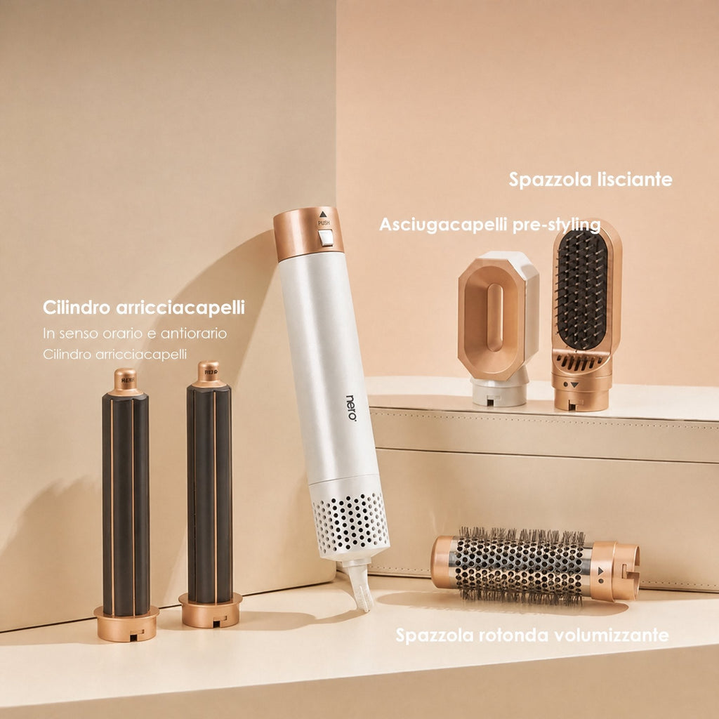 Styler per capelli 5 in 1 con arricciacapelli automatico, asciugacapelli e spazzola lisciante