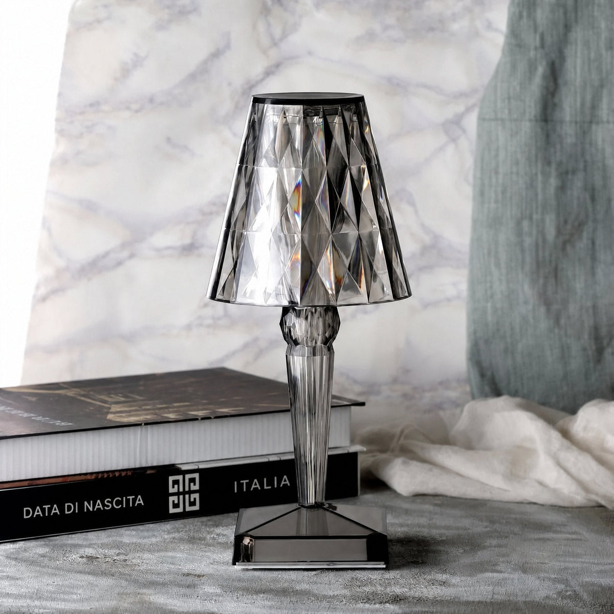 Moderna Lampada da Tavolo Lucida con Cristalli e Facile Controllo