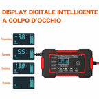 Caricabatterie intelligente 12V 6A con riparazione a impulsi e display LCD per batterie auto e moto