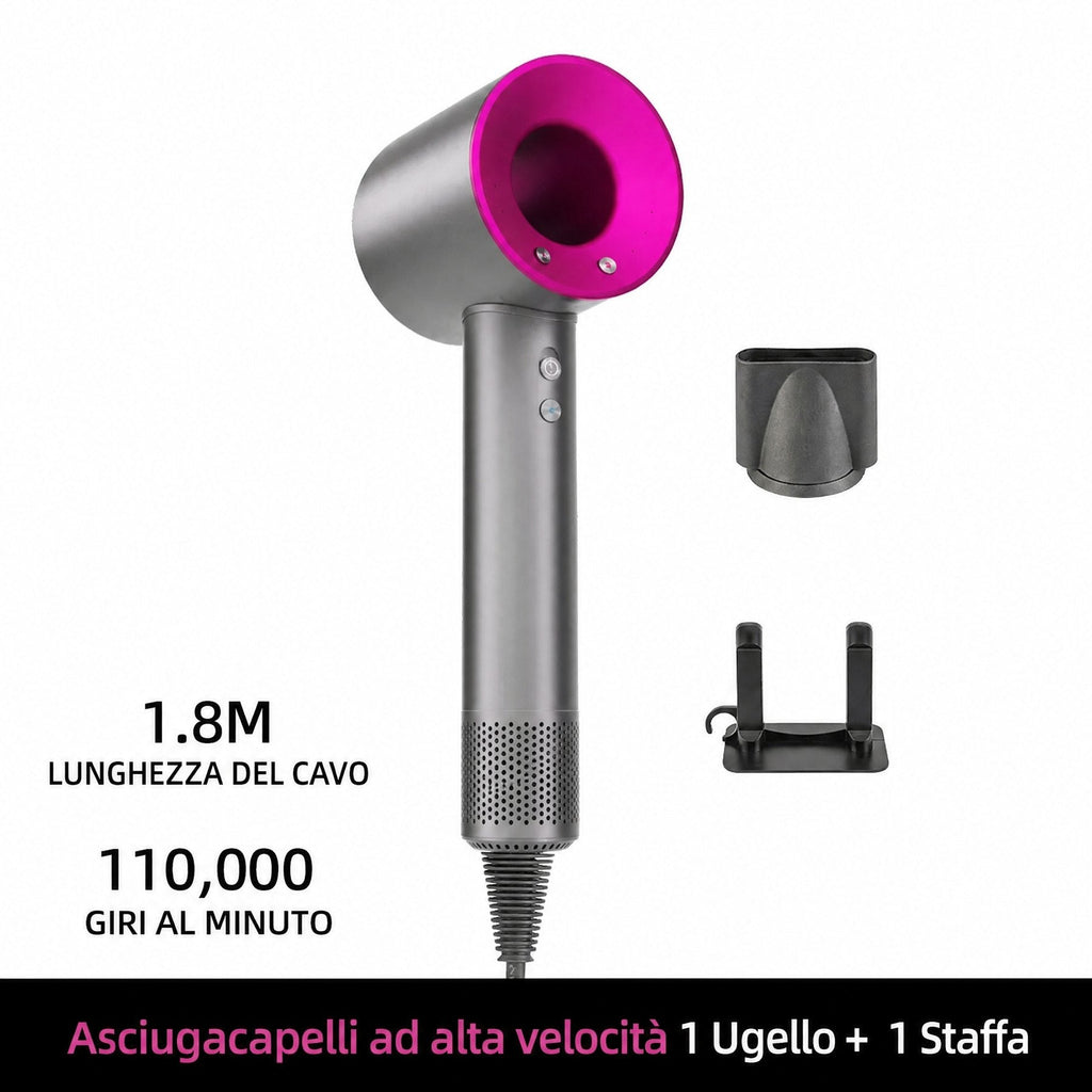 Asciugacapelli ionico con 200 milioni di ioni negativi e controllo intelligente della temperatura