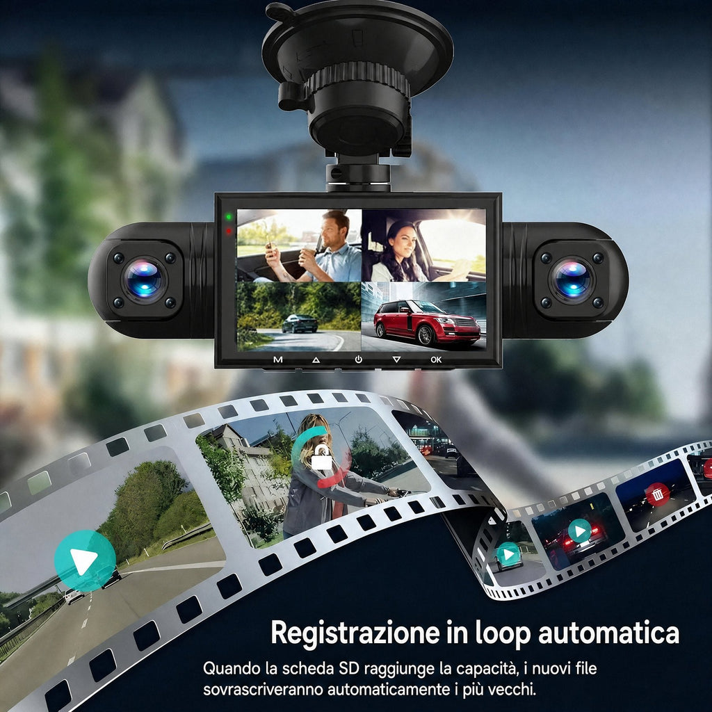 Telecamera per auto 4 canali FHD con visione a 360°