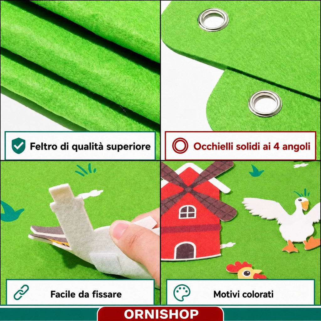 Pannello Sensoriale in Feltro Fattoria Montessori – StoryFelt™