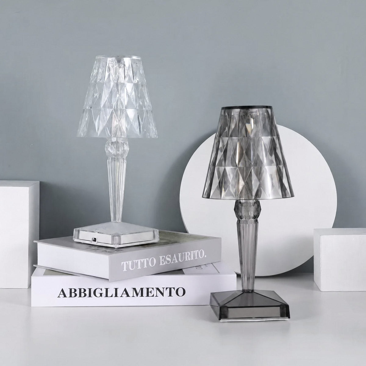 Moderna Lampada da Tavolo Lucida con Cristalli e Facile Controllo