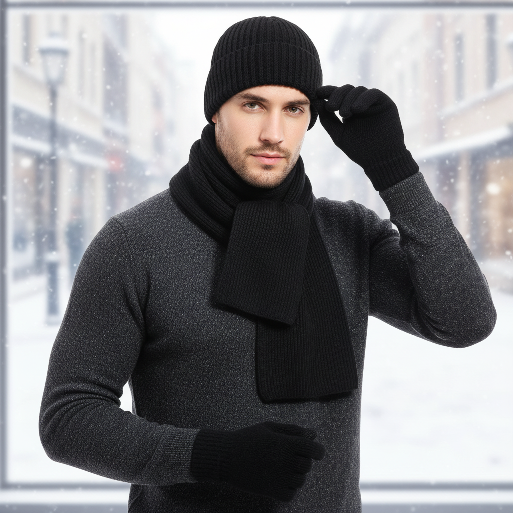 Set caldo unisex con cappello, sciarpa e guanti invernali