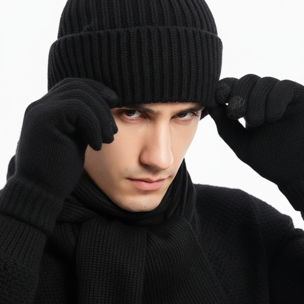 Set caldo unisex con cappello, sciarpa e guanti invernali
