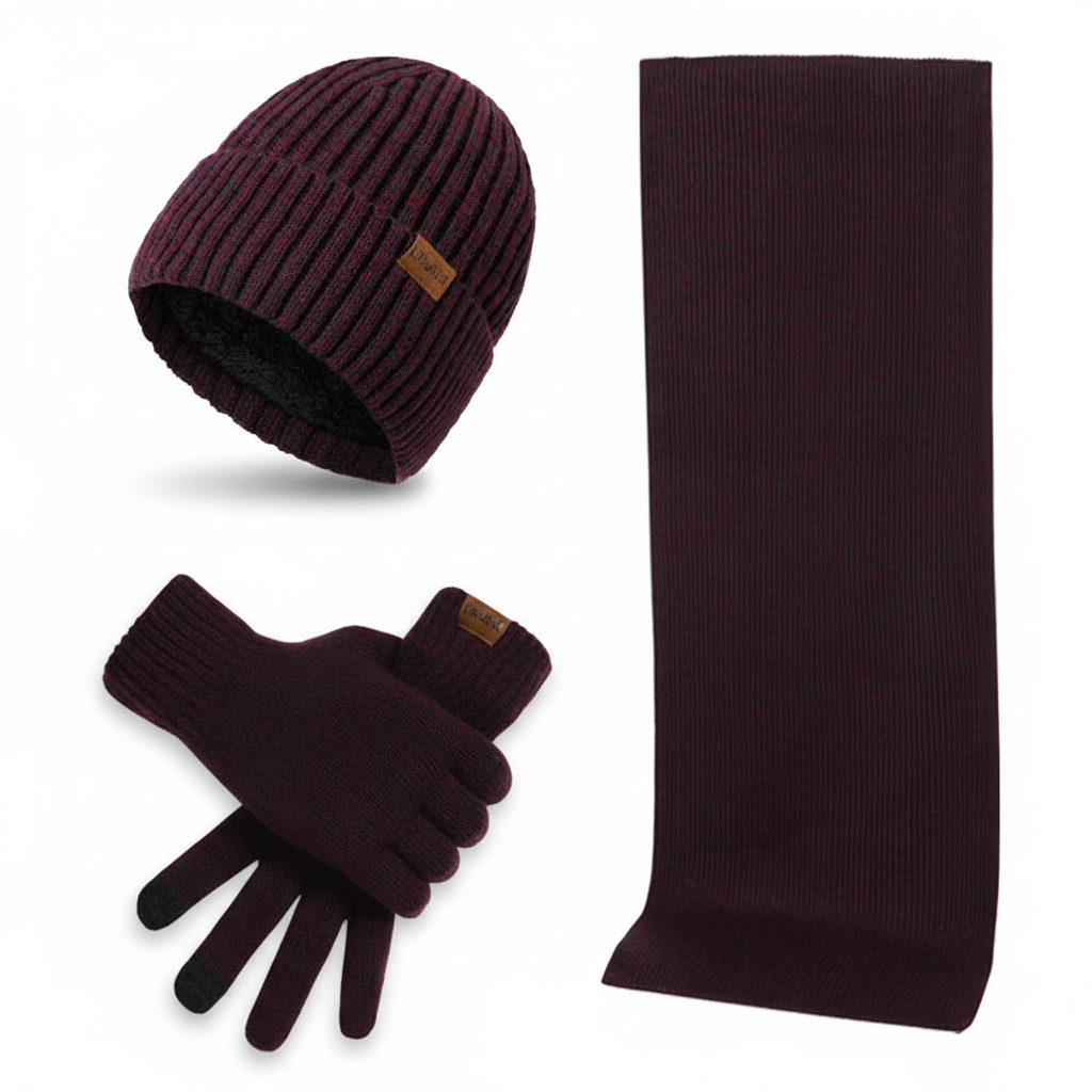 Set caldo unisex con cappello, sciarpa e guanti invernali