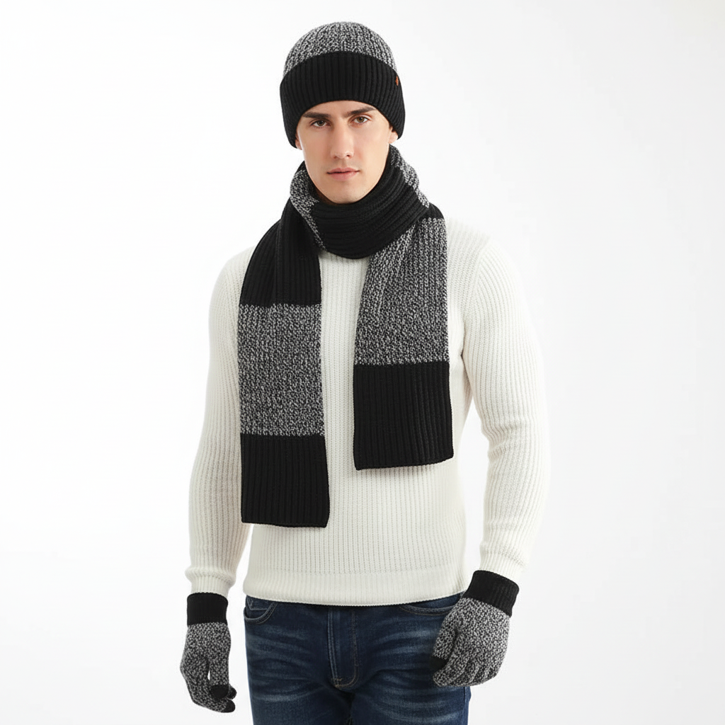 Set unisex con sciarpa e guanti per cappello invernale