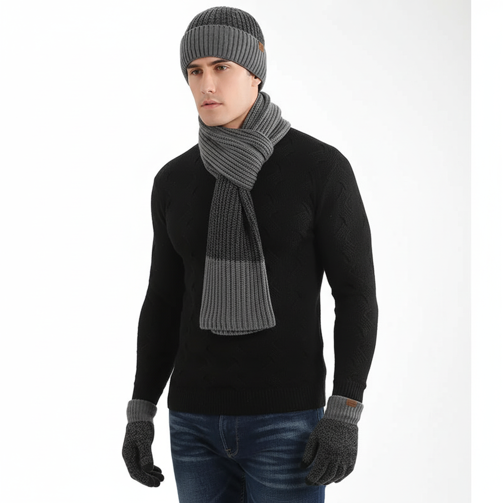 Set unisex con sciarpa e guanti per cappello invernale