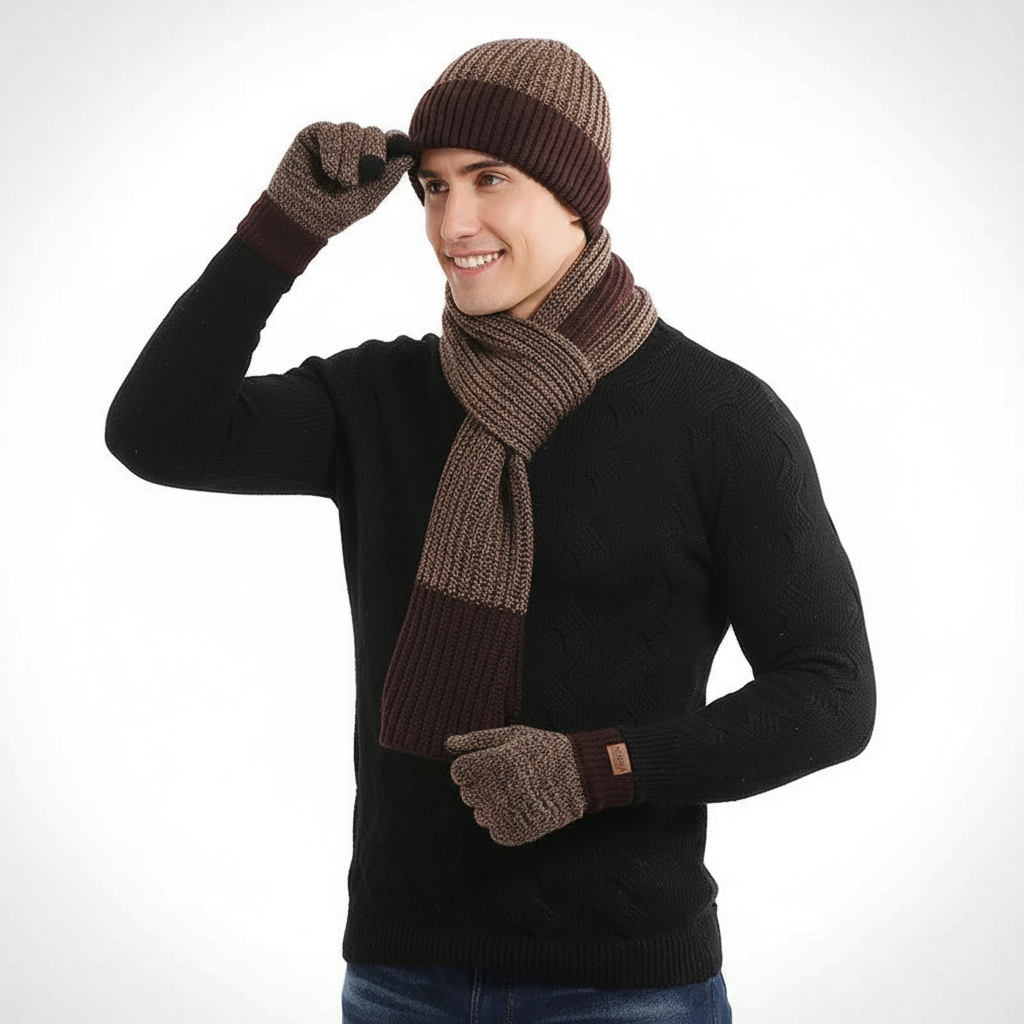 Set unisex con sciarpa e guanti per cappello invernale