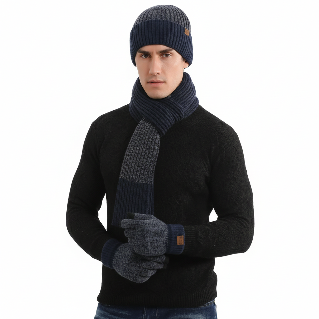 Set unisex con sciarpa e guanti per cappello invernale