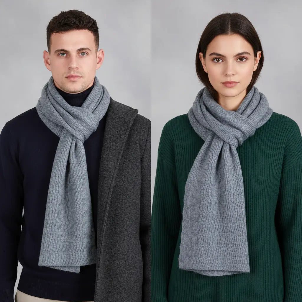 Sciarpa unisex in misto cashmere lavorata a maglia