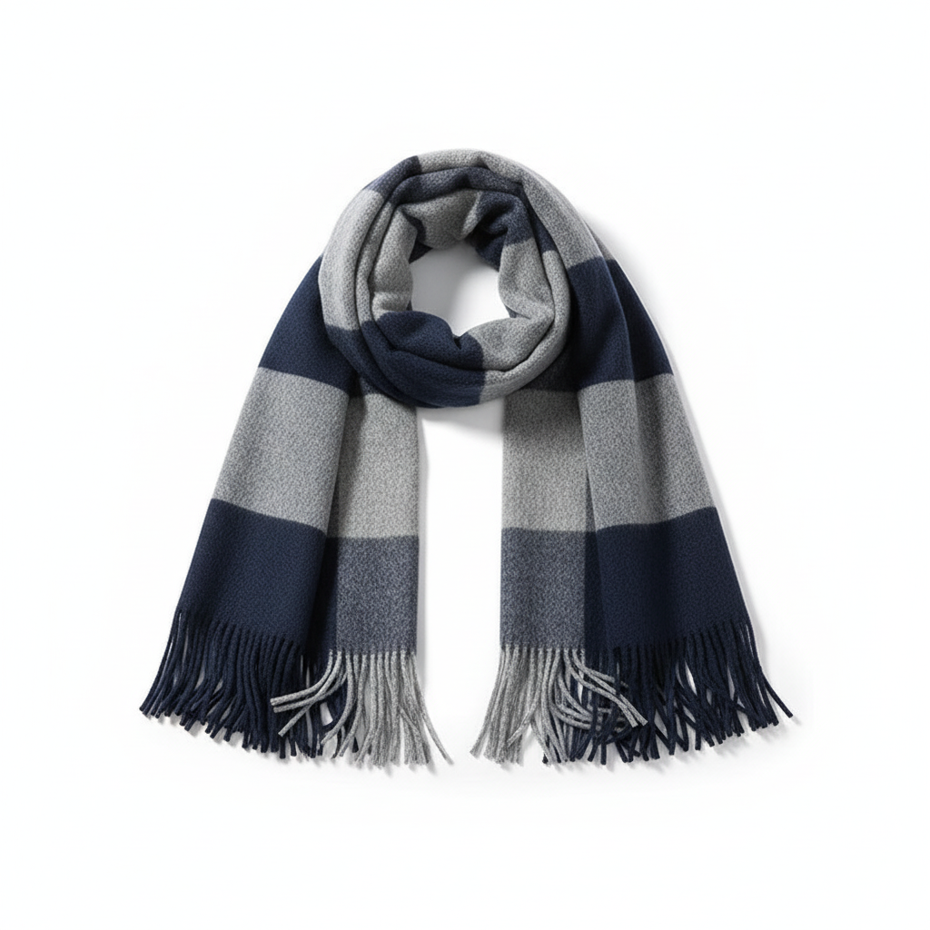 Sciarpa Lunga Unisex in Cashmere con Frange