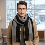 Sciarpa Lunga Unisex in Cashmere con Frange