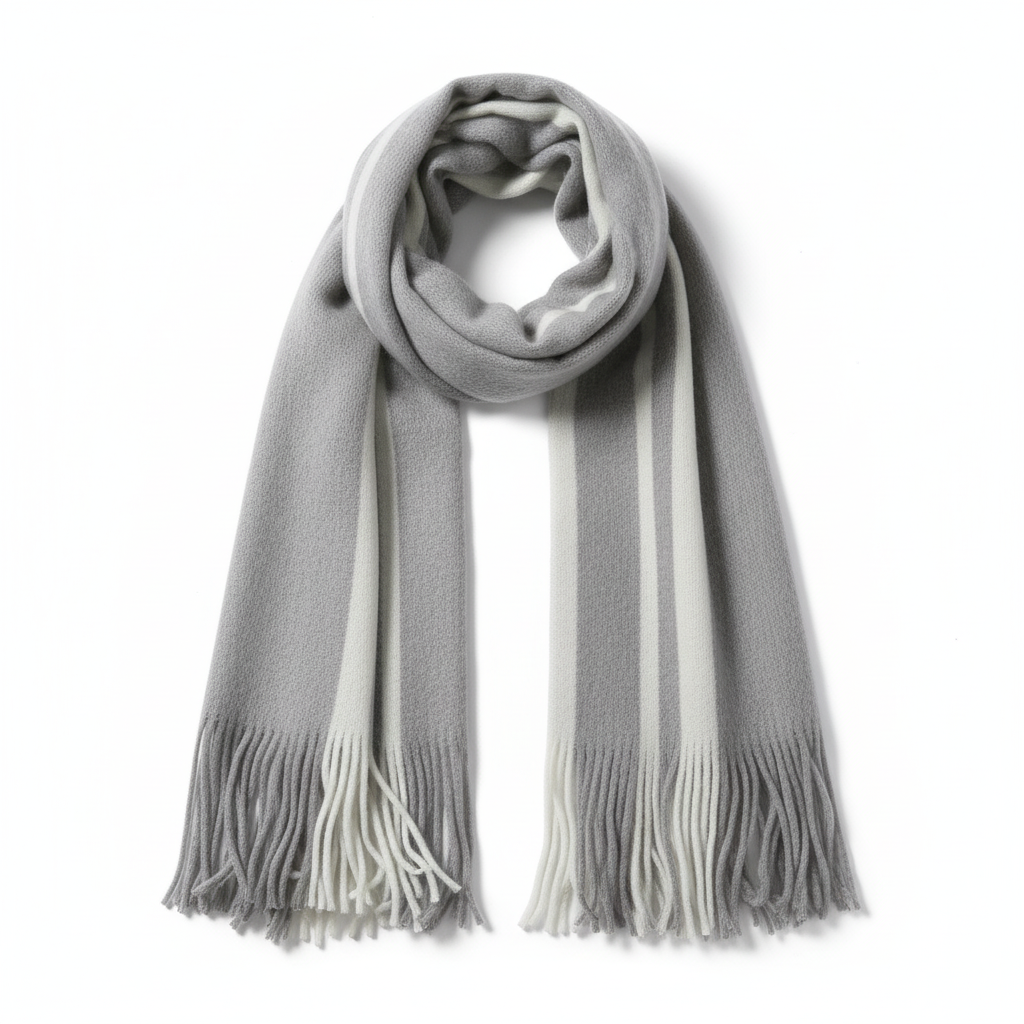 Sciarpa Lunga Unisex in Cashmere con Frange