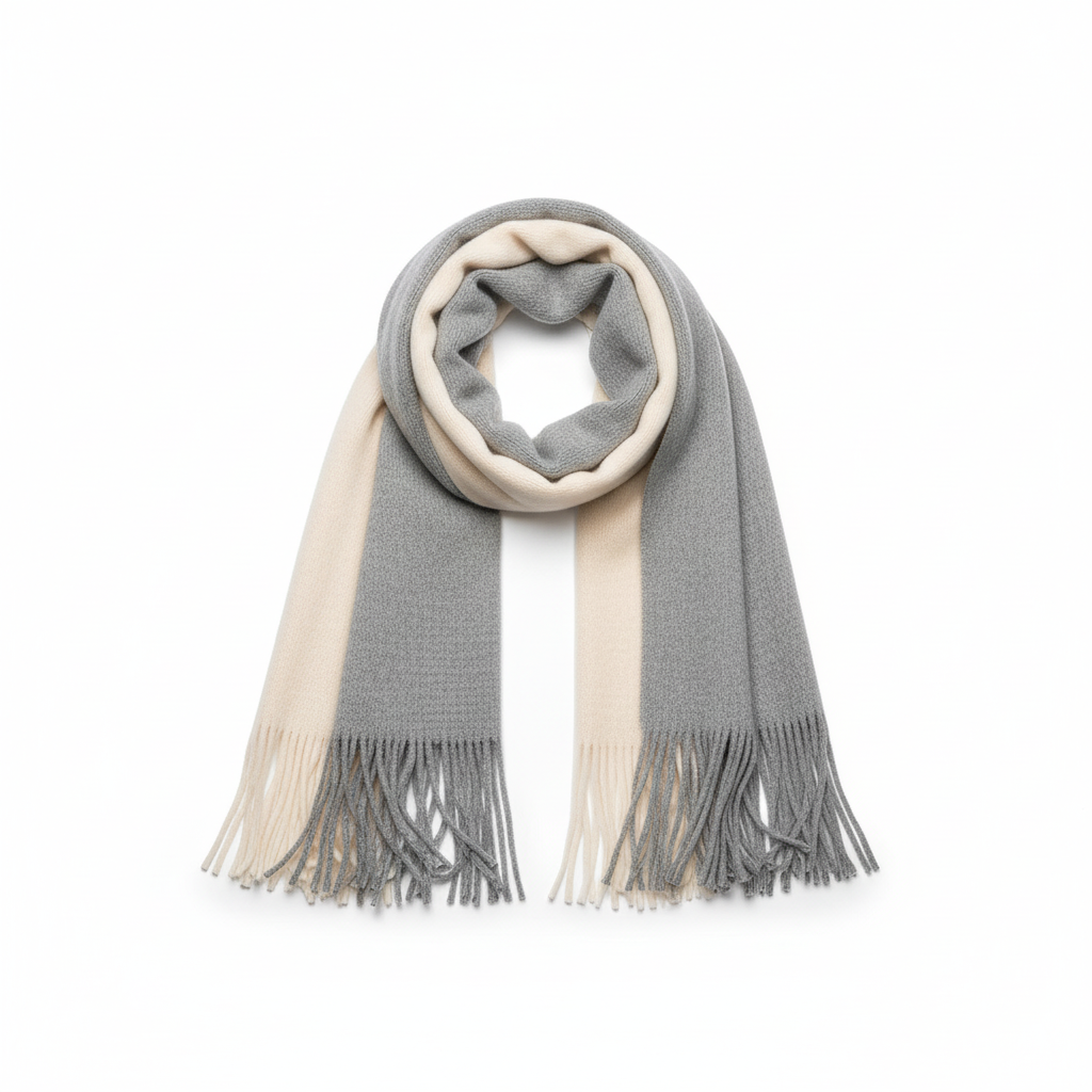 Sciarpa Lunga Unisex in Cashmere con Frange