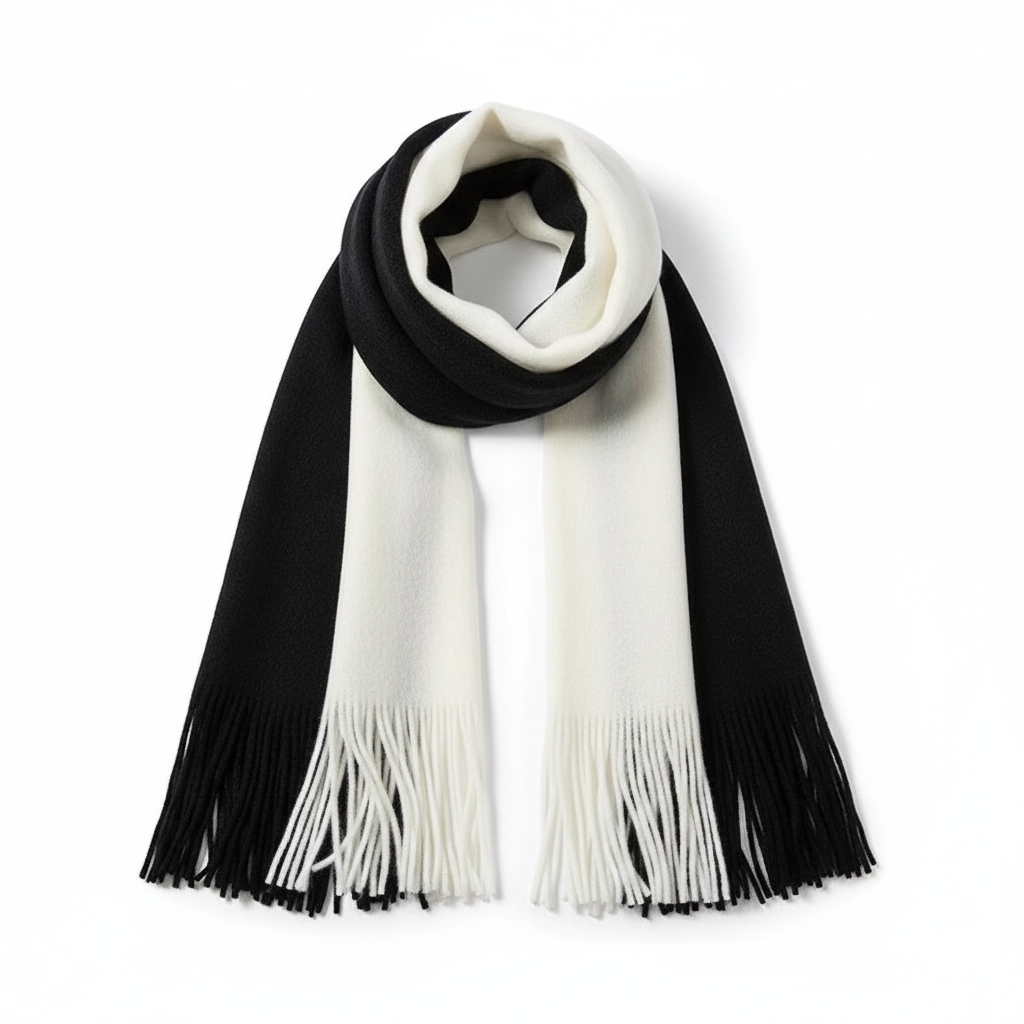 Sciarpa Lunga Unisex in Cashmere con Frange