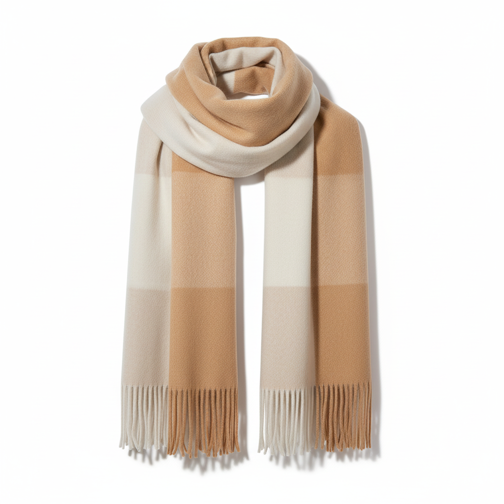 Sciarpa Lunga Unisex in Cashmere con Frange
