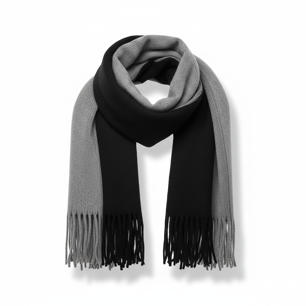 Sciarpa Lunga Unisex in Cashmere con Frange