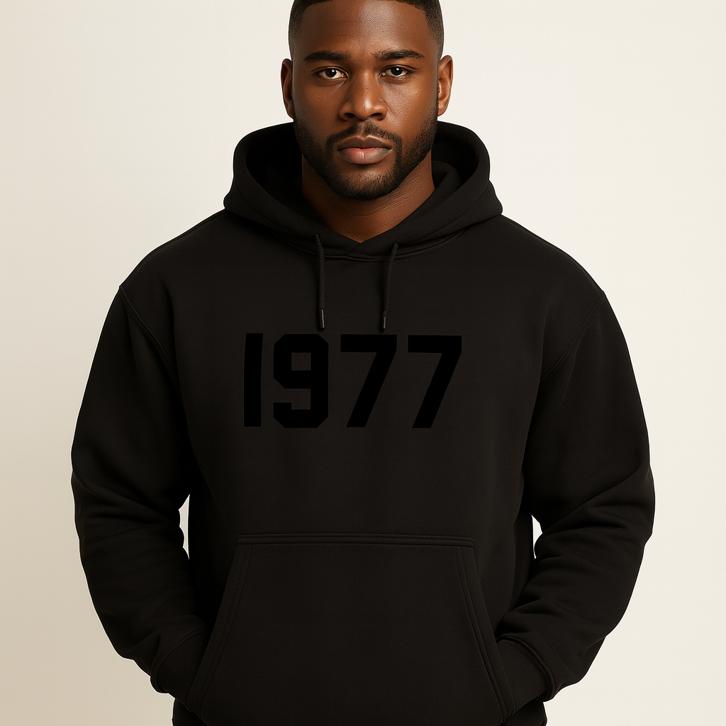 Felpa streetwear unisex con maniche raglan e stampa 1977