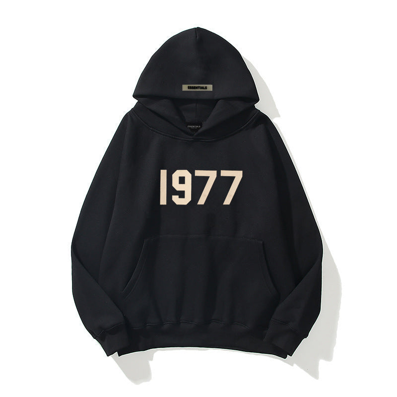 Felpa streetwear unisex con maniche raglan e stampa 1977