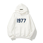 Felpa streetwear unisex con maniche raglan e stampa 1977