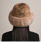 Cappello in vera pelliccia di visone per il calore invernale