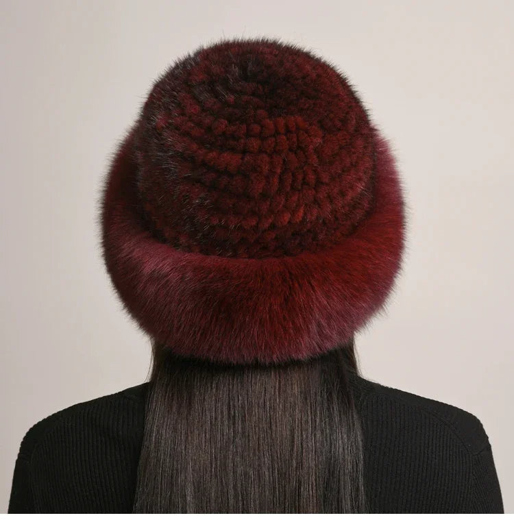 Cappello in vera pelliccia di visone per il calore invernale