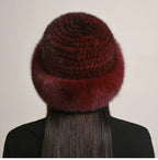 Cappello in vera pelliccia di visone per il calore invernale