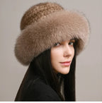 Cappello in vera pelliccia di visone per il calore invernale