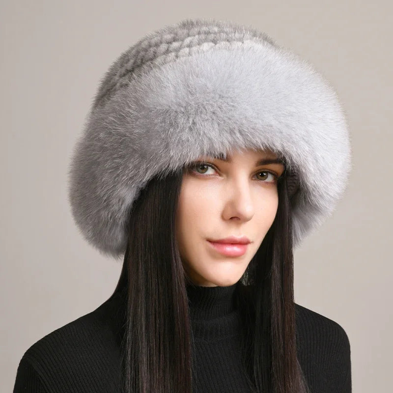 Cappello in vera pelliccia di visone per il calore invernale