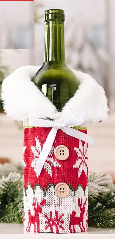 Copribottiglie di vino natalizie in velluto | Set di abiti eleganti per decorazioni per la tavola festiva e regali di festa perfetti